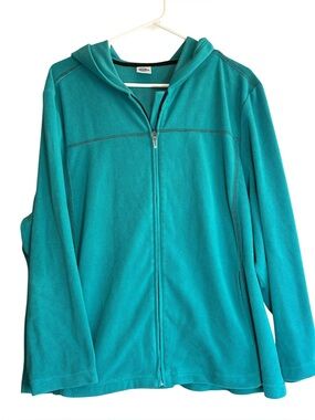 Junonia Teal Full Zip Hooded Fleece Jacket 1X Plus Size